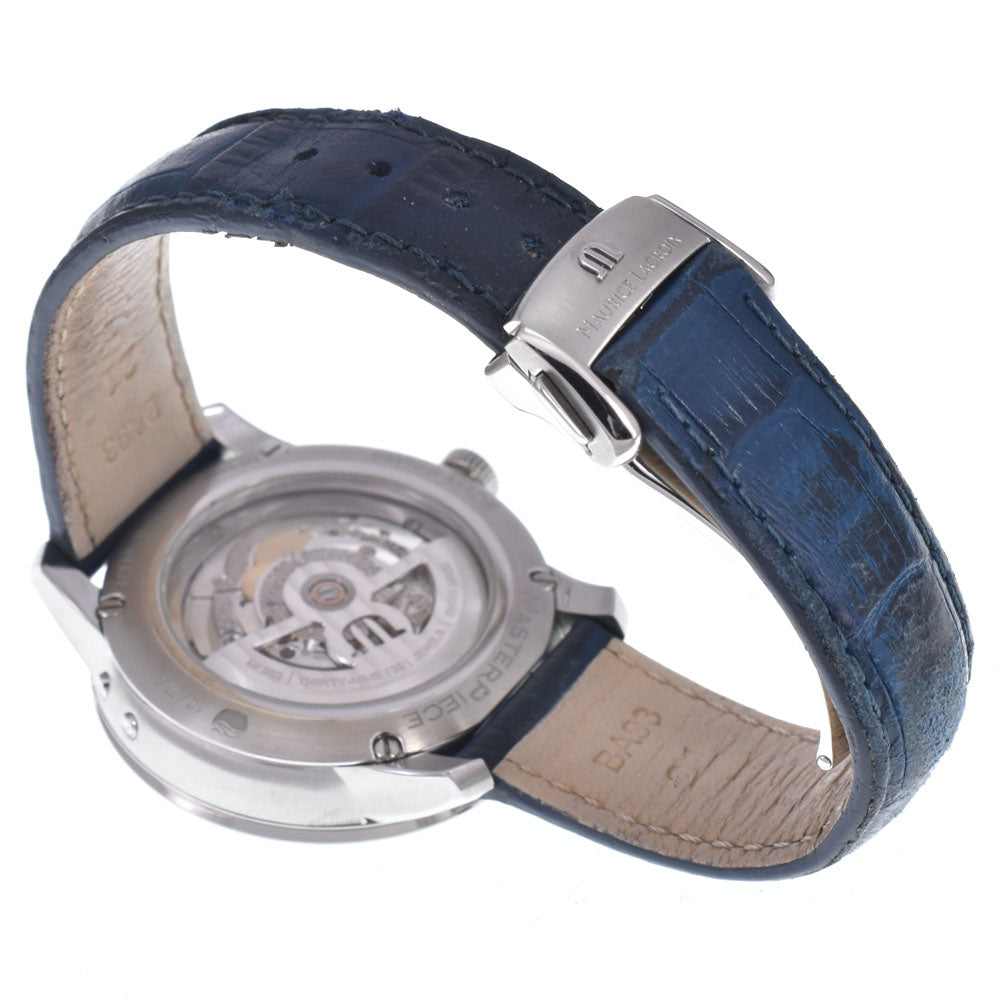 with paper MAURICE LACROIX Masterpiece MP6608-SS001-410-1 Moon Phase Retrograde blue Dial Automatic Men's
 Watch N#146990