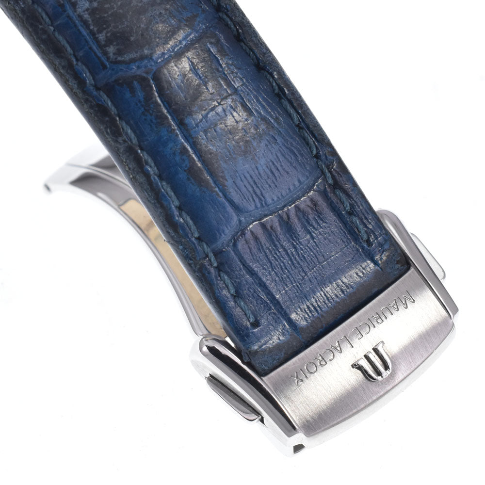 with paper MAURICE LACROIX Masterpiece MP6608-SS001-410-1 Moon Phase Retrograde blue Dial Automatic Men's
 Watch N#146990