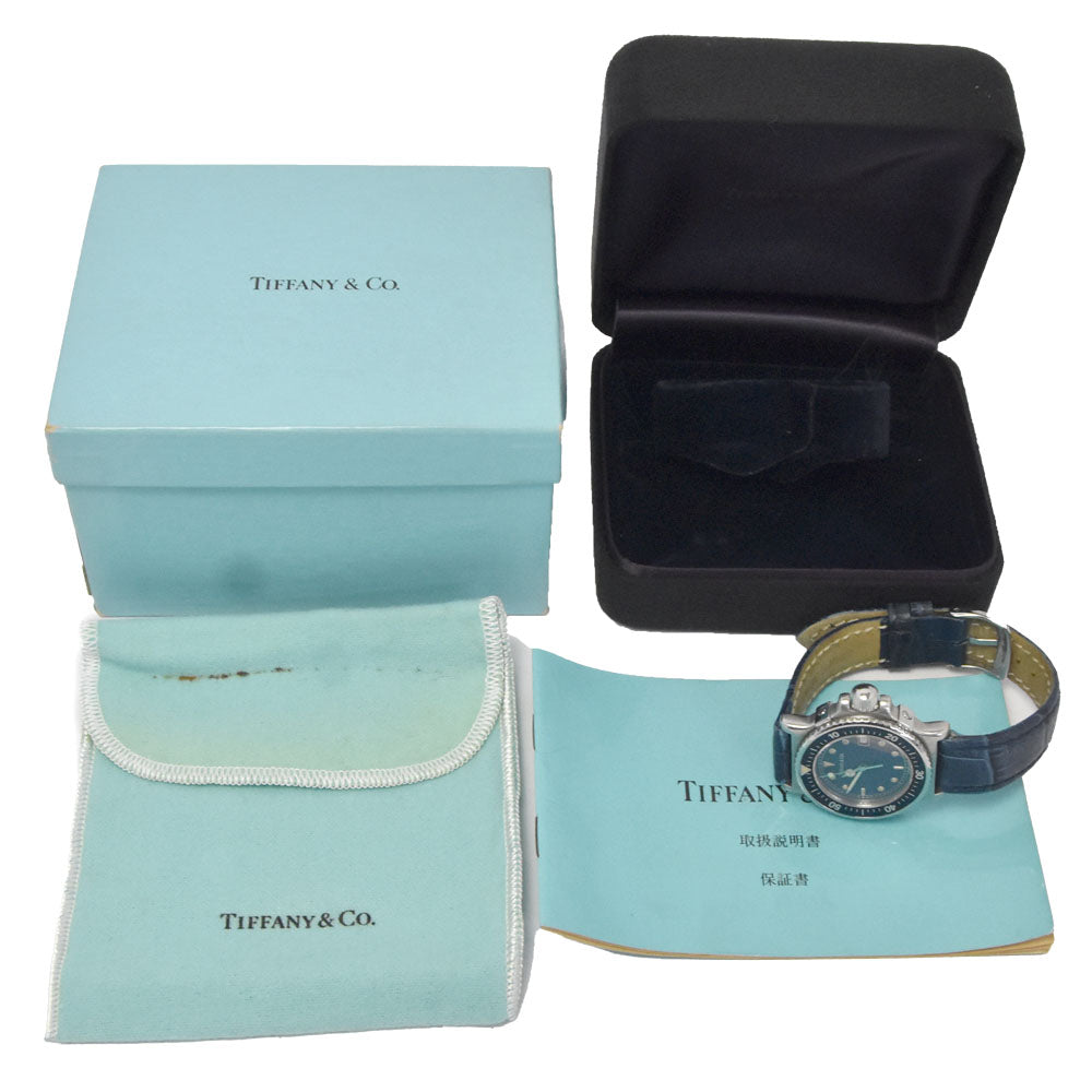 with paper TIFFANY&Co. Diver watch L0710 Navy Dial Quartz Ladies
 Watch C#147001
