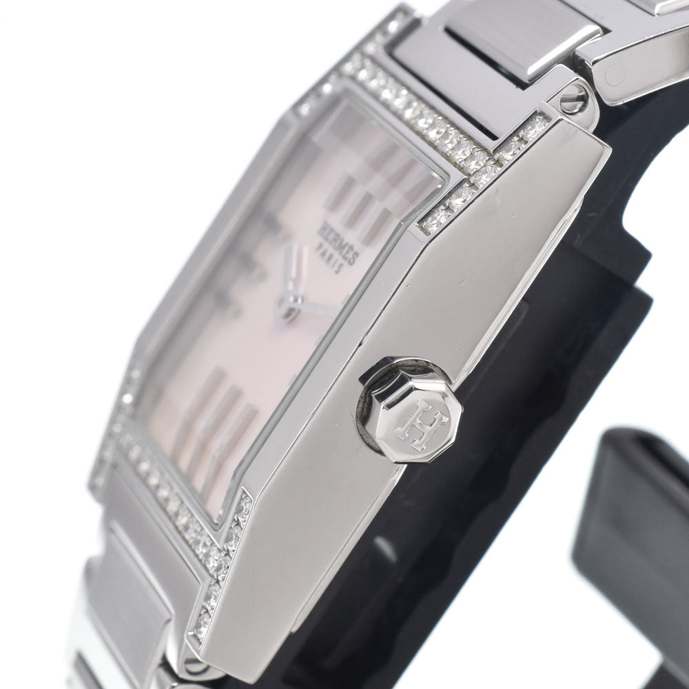 HERMES tandem TA1.230 Diamond Bezel Pink shell Dial Quartz Ladies
 Watch H#147013