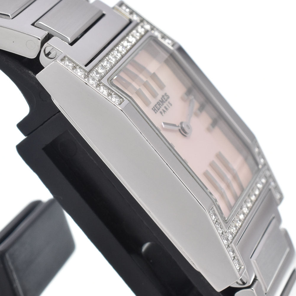 HERMES tandem TA1.230 Diamond Bezel Pink shell Dial Quartz Ladies
 Watch H#147013