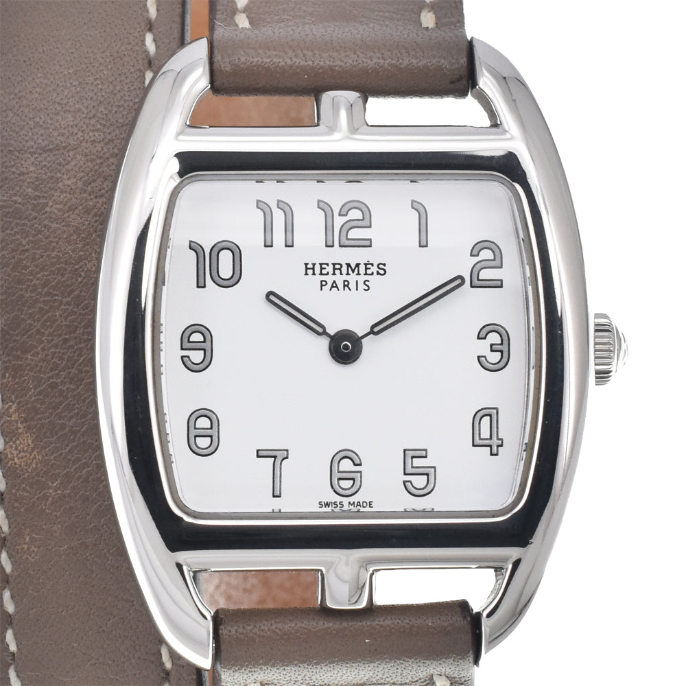 HERMES Cape Cod Tonneau CT1.210 Dubrutur white Dial Quartz Ladies
 Watch E#147027