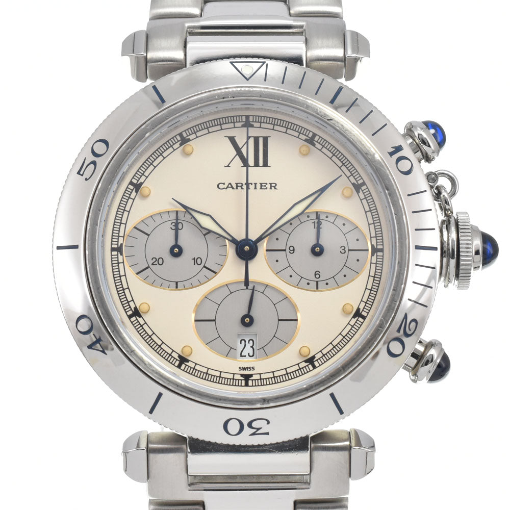 CARTIER Pasha 1.5 "chronograph W31004H3 Ivory/Silver Dial Quartz Men's
 Watch D#147035