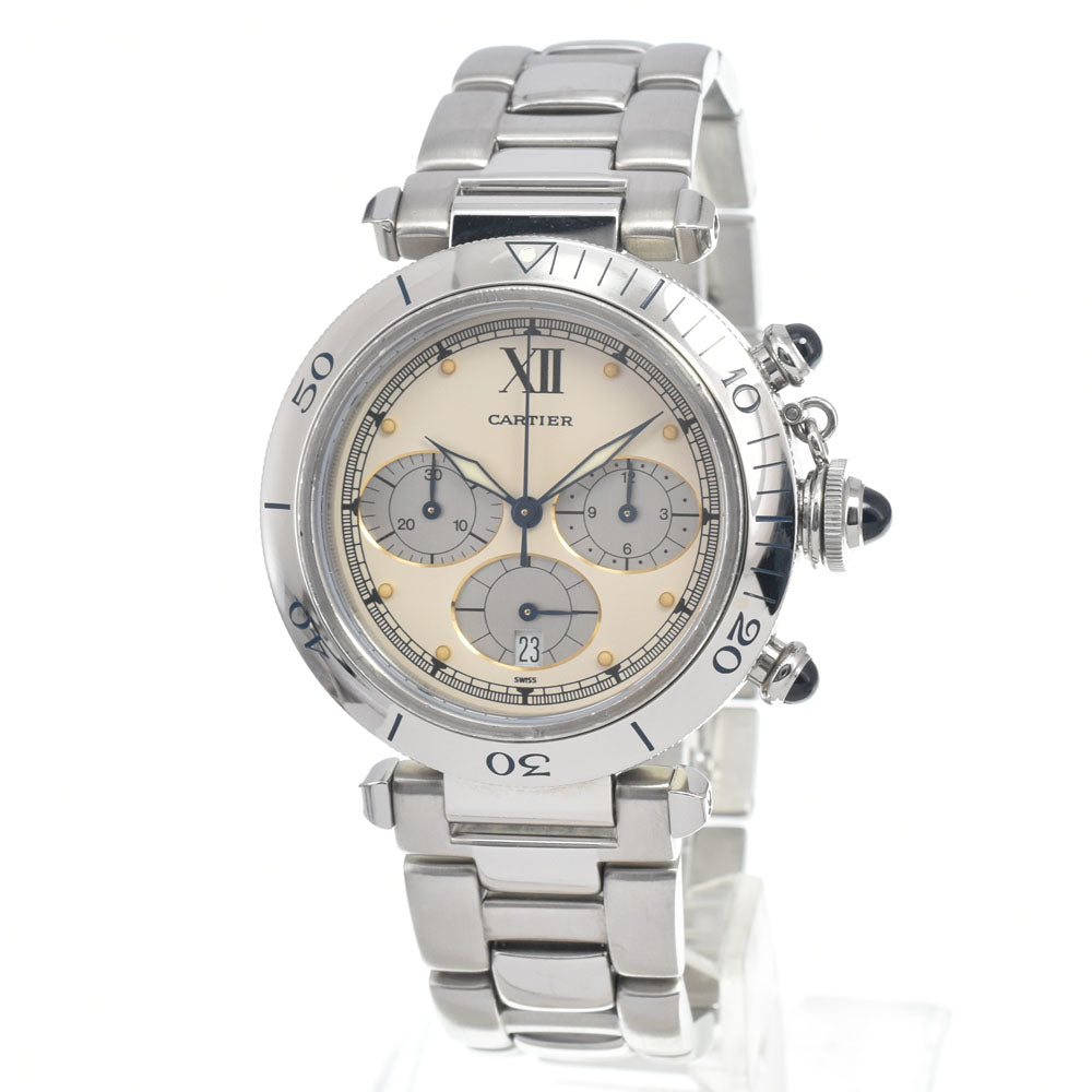 CARTIER Pasha 1.5 "chronograph W31004H3 Ivory/Silver Dial Quartz Men's
 Watch D#147035