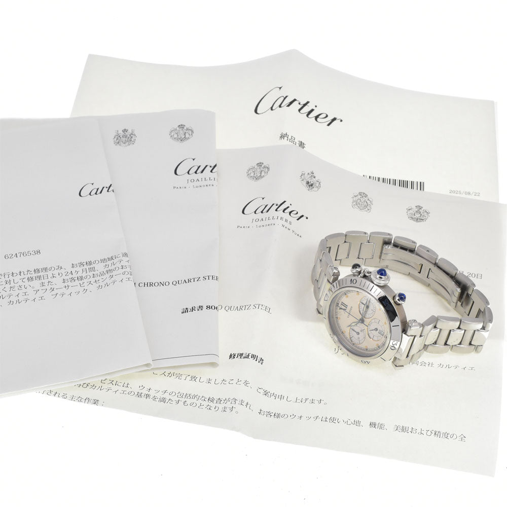 CARTIER Pasha 1.5 "chronograph W31004H3 Ivory/Silver Dial Quartz Men's
 Watch D#147035