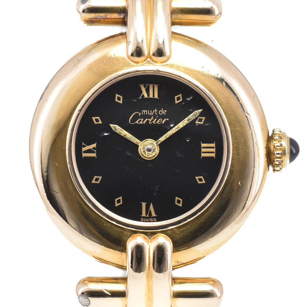 CARTIER Mastocolize SM 590002 SV925 (Gold Plated) / Leather gold Dial Quartz Ladies
 Watch E#147042