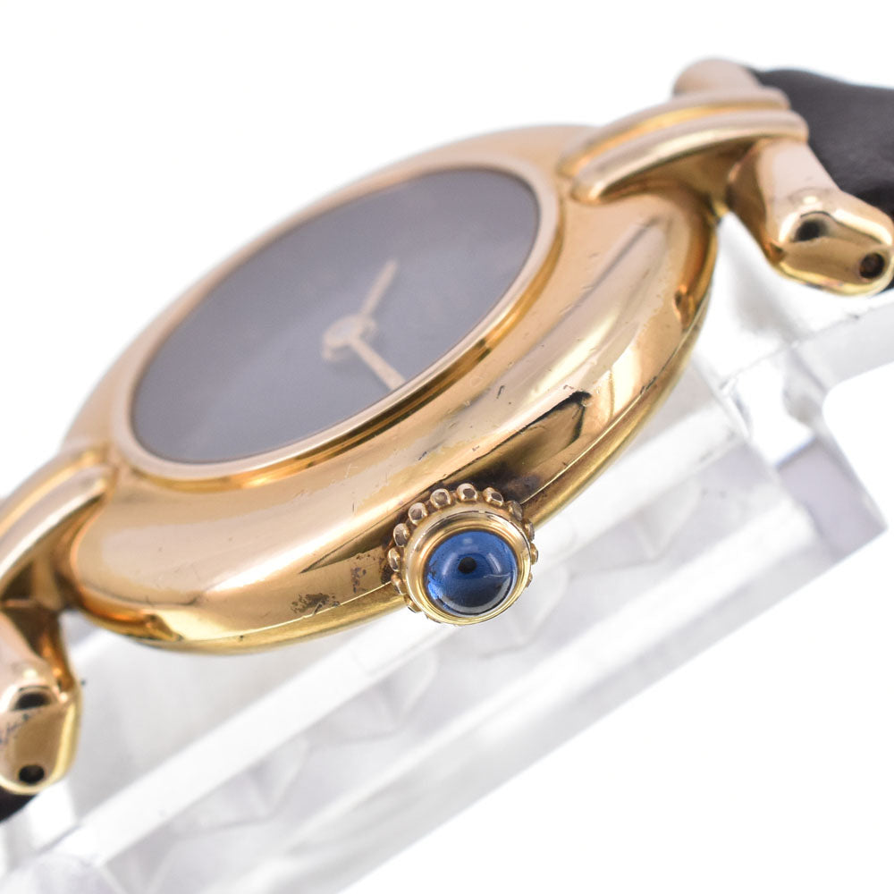 CARTIER Mastocolize SM 590002 SV925 (Gold Plated) / Leather gold Dial Quartz Ladies
 Watch E#147042