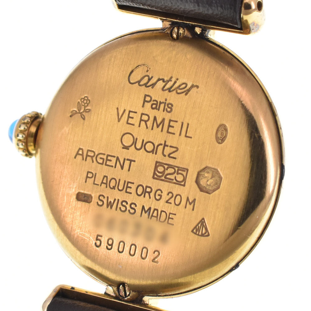 CARTIER Mastocolize SM 590002 SV925 (Gold Plated) / Leather gold Dial Quartz Ladies
 Watch E#147042