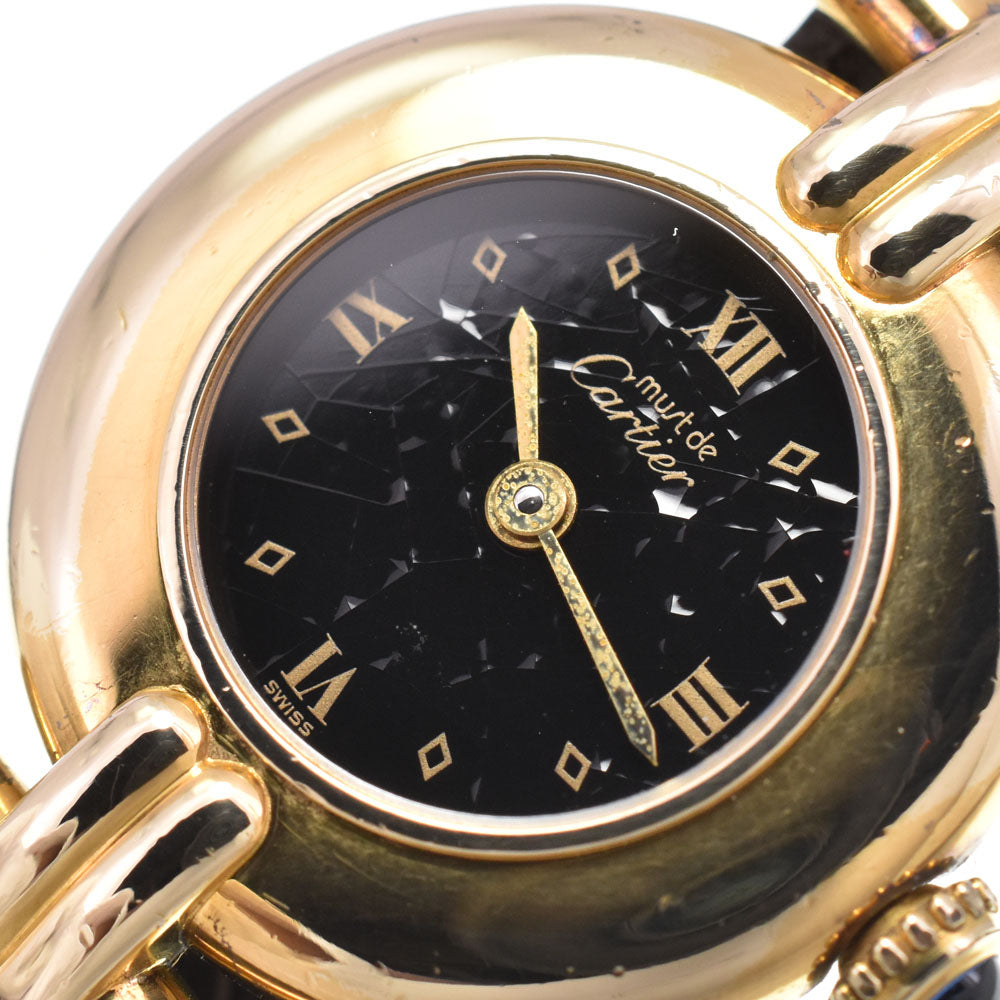 CARTIER Mastocolize SM 590002 SV925 (Gold Plated) / Leather gold Dial Quartz Ladies
 Watch E#147042