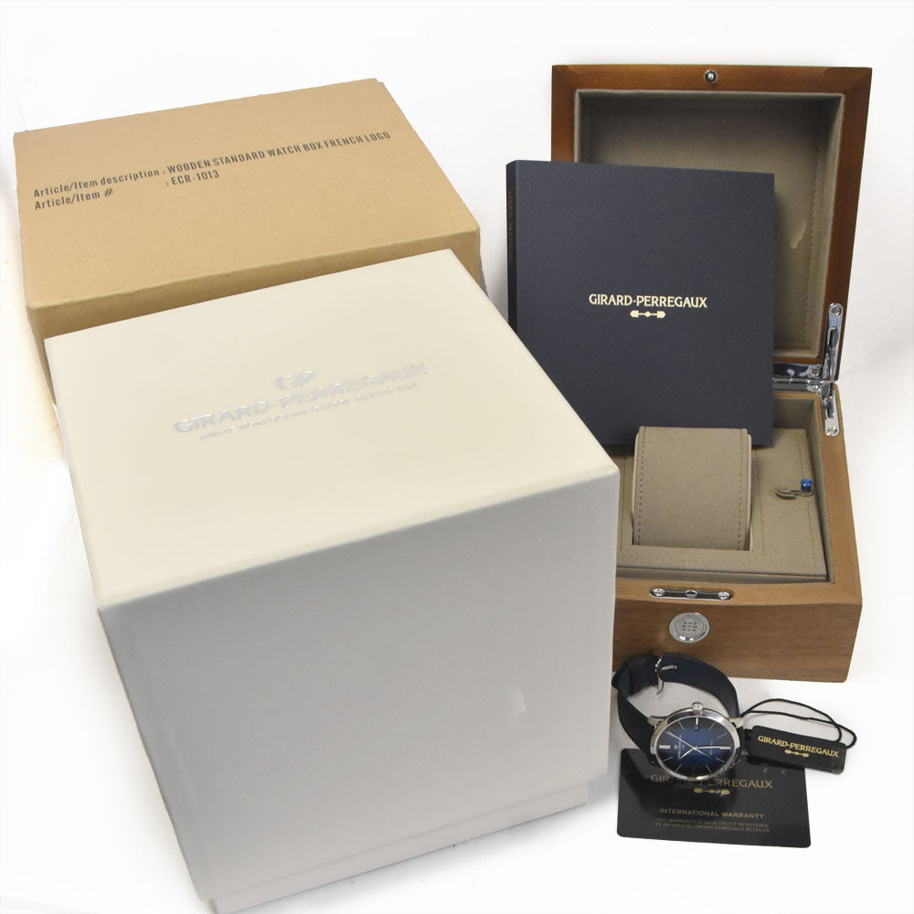 with paper GIRARD-PERREGAUX 1966 49555-11-434-BH6A Date blue Dial Automatic Men's
 Watch C#147067