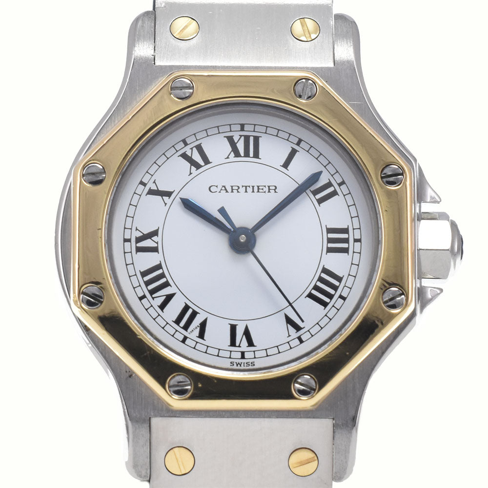 CARTIER Santos Octagon SM Stainless Steel/YG white Dial Automatic Ladies
 Watch R#147078