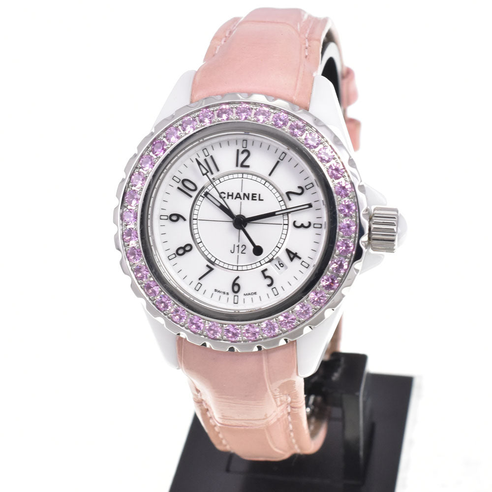 CHANEL J12 H1336 Pink sapphire White shell Dial Quartz Ladies
 Watch D#147088