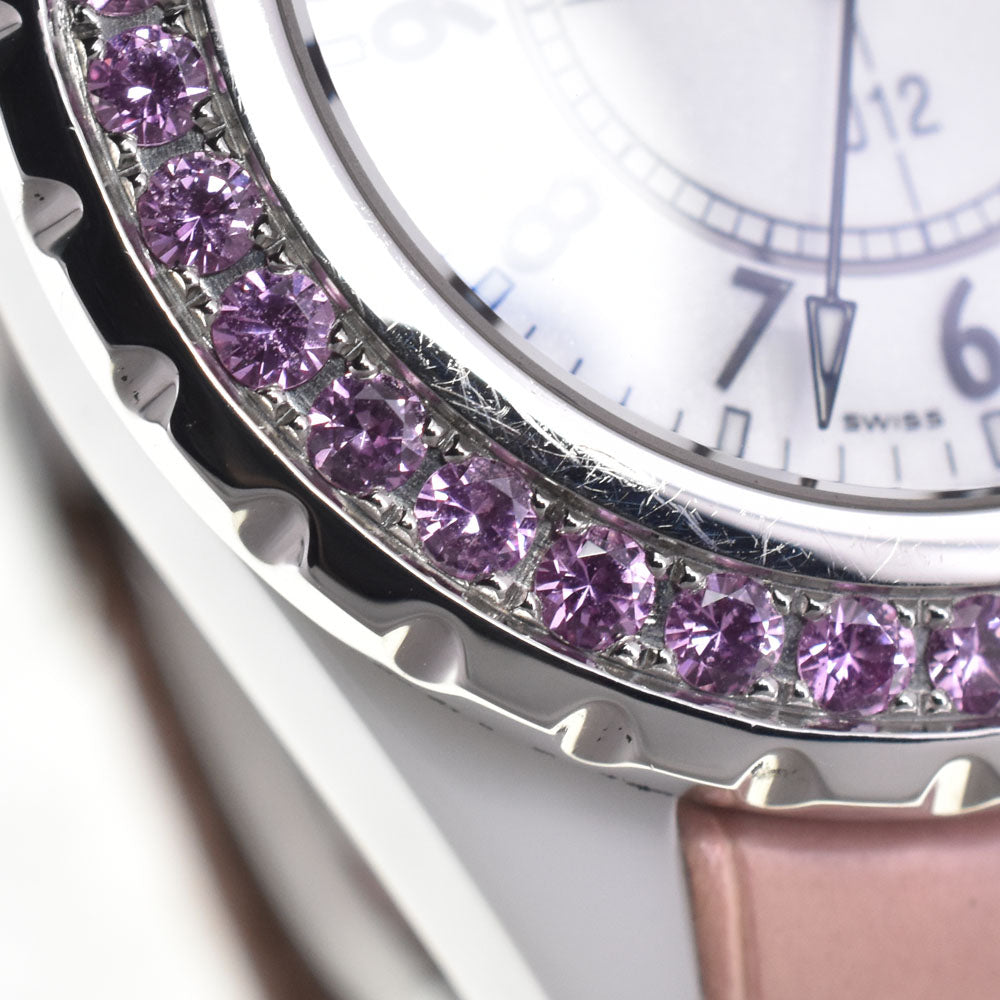 CHANEL J12 H1336 Pink sapphire White shell Dial Quartz Ladies
 Watch D#147088