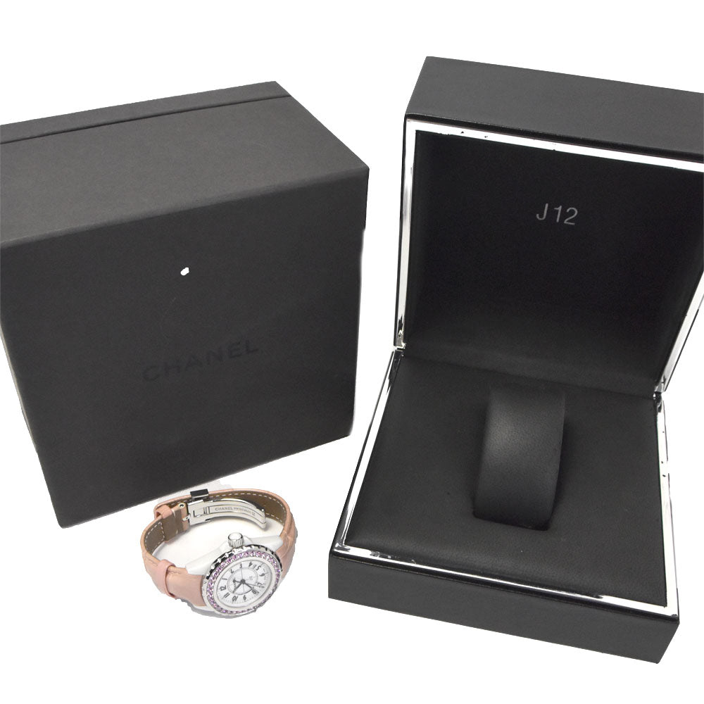 CHANEL J12 H1336 Pink sapphire White shell Dial Quartz Ladies
 Watch D#147088