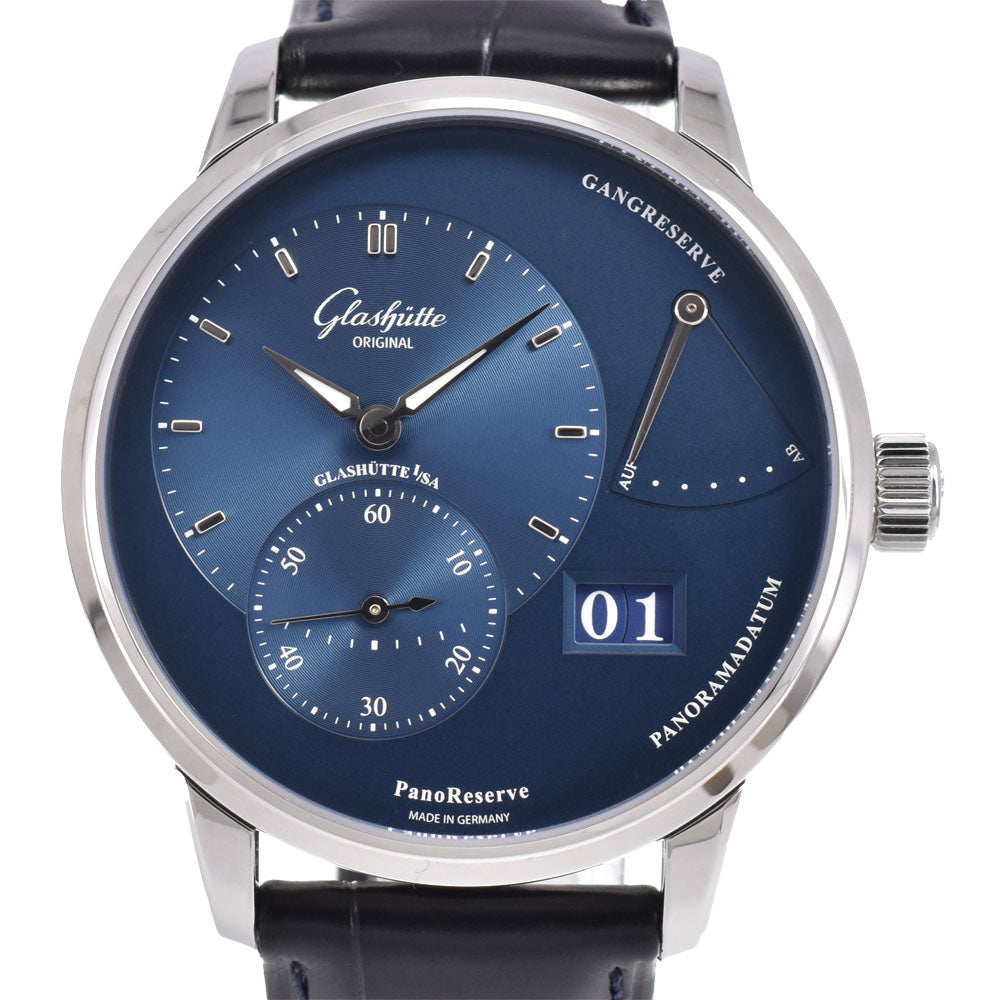 with paper GLASHUTTE ORIGINAL Pano reserve 1-65-01-26-12-61 blue Dial Hand Winding Men's
 Watch B#147096