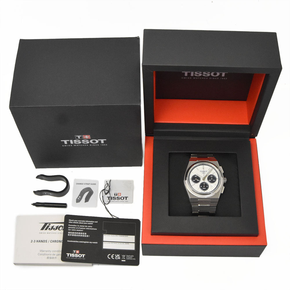 with paper TISSOT PRX T137.427.11.011.01 Chronograph Silver Dial Automatic Men's
 Watch M#147106