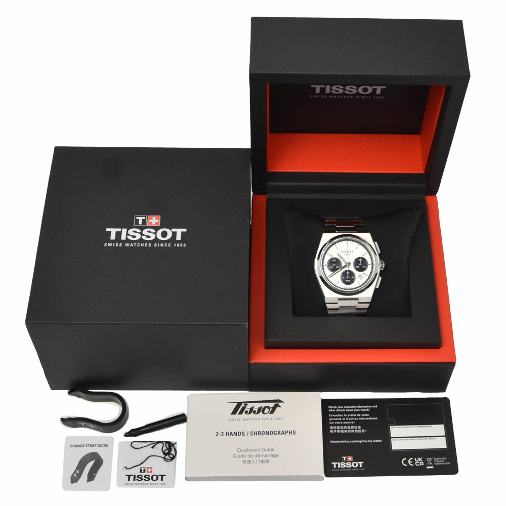 with paper TISSOT PRX T137.427.11.011.01 Chronograph Silver Dial Automatic Men's
 Watch J#147111