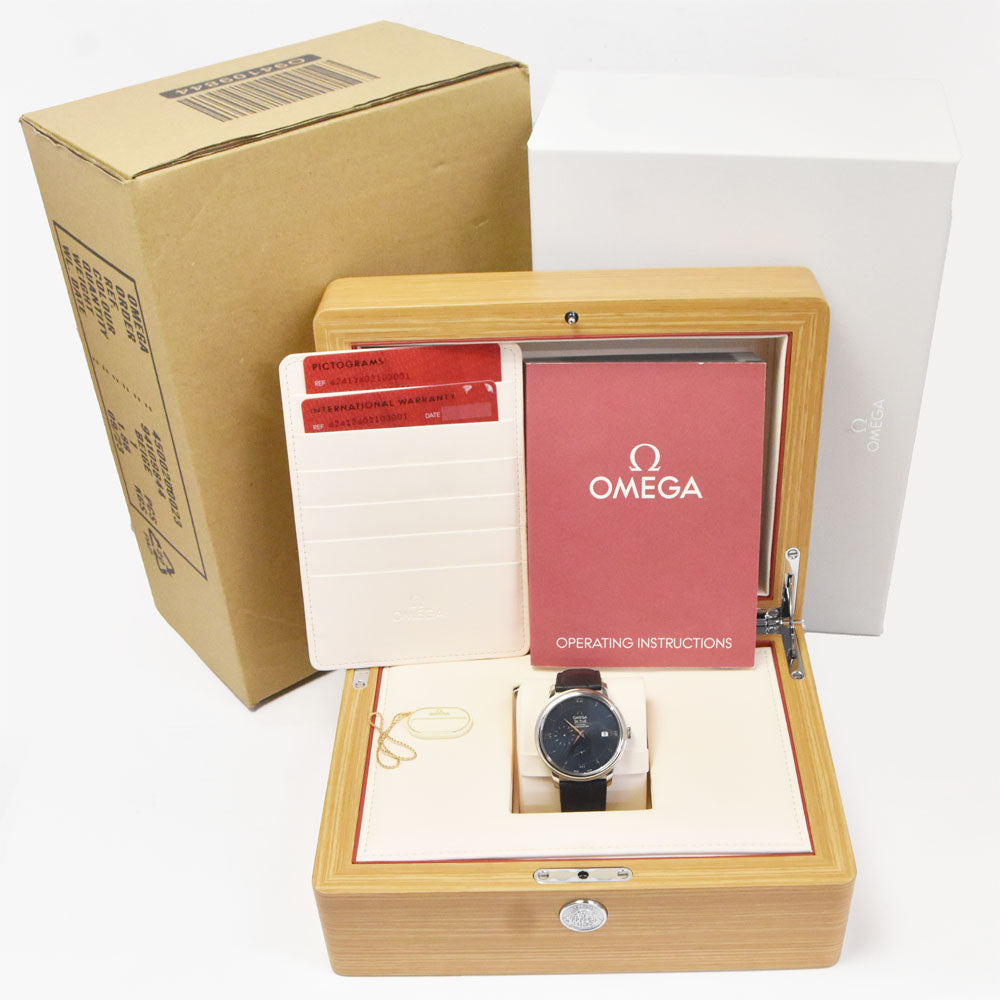 with paper OMEGA De Ville 424.13.40.21.03.001 Coaxial blue Dial Automatic Men's
 Watch C#147117