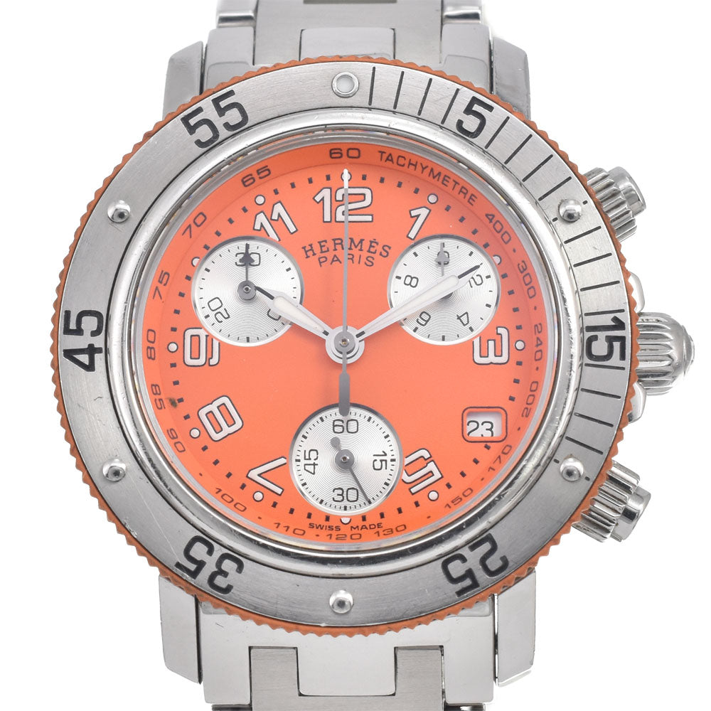 HERMES Clipper diver CL2.316 Chronograph Date Orange Dial Quartz Ladies
 Watch D#147122