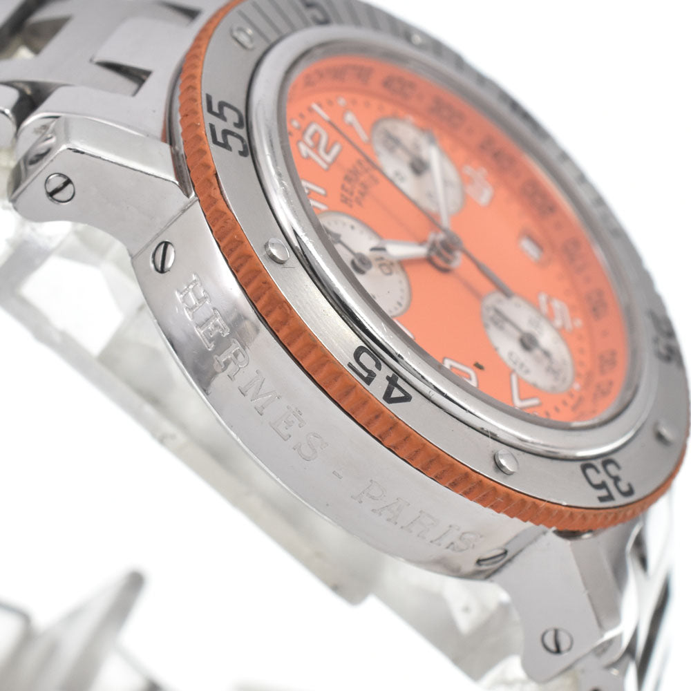 HERMES Clipper diver CL2.316 Chronograph Date Orange Dial Quartz Ladies
 Watch D#147122