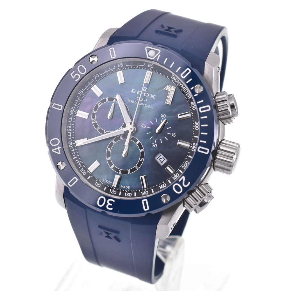 with paper EDOX Chrono Offshore 1 10221-3BU3-BMO Chronograph Date Blue shell Dial Quartz Men's
 Watch C#147141