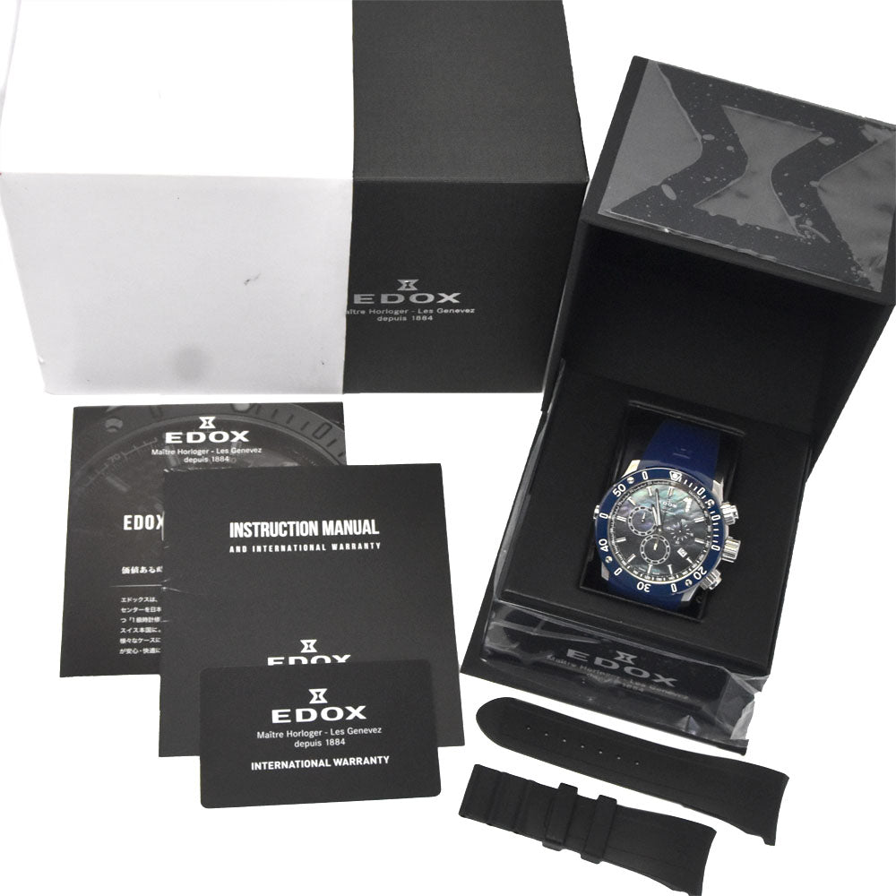 with paper EDOX Chrono Offshore 1 10221-3BU3-BMO Chronograph Date Blue shell Dial Quartz Men's
 Watch C#147141