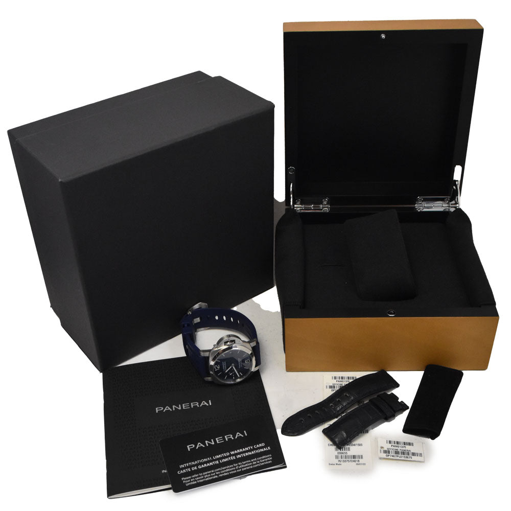with paper PANERAI Luminor Marina Quaranta PAM01370 blue Dial Automatic Men's
 Watch B#147158