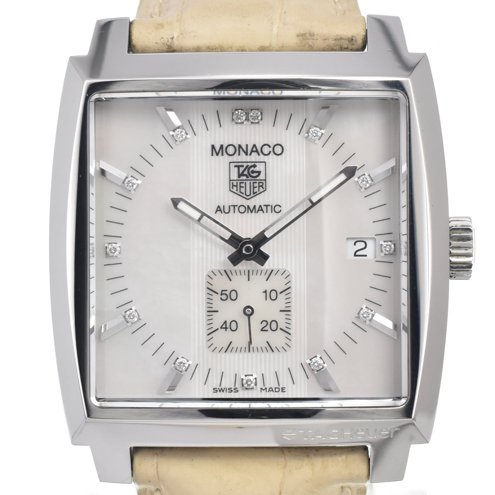 TAG HEUER Monaco WW2113 Small second date White shell Dial Automatic Men's
 Watch E#147170