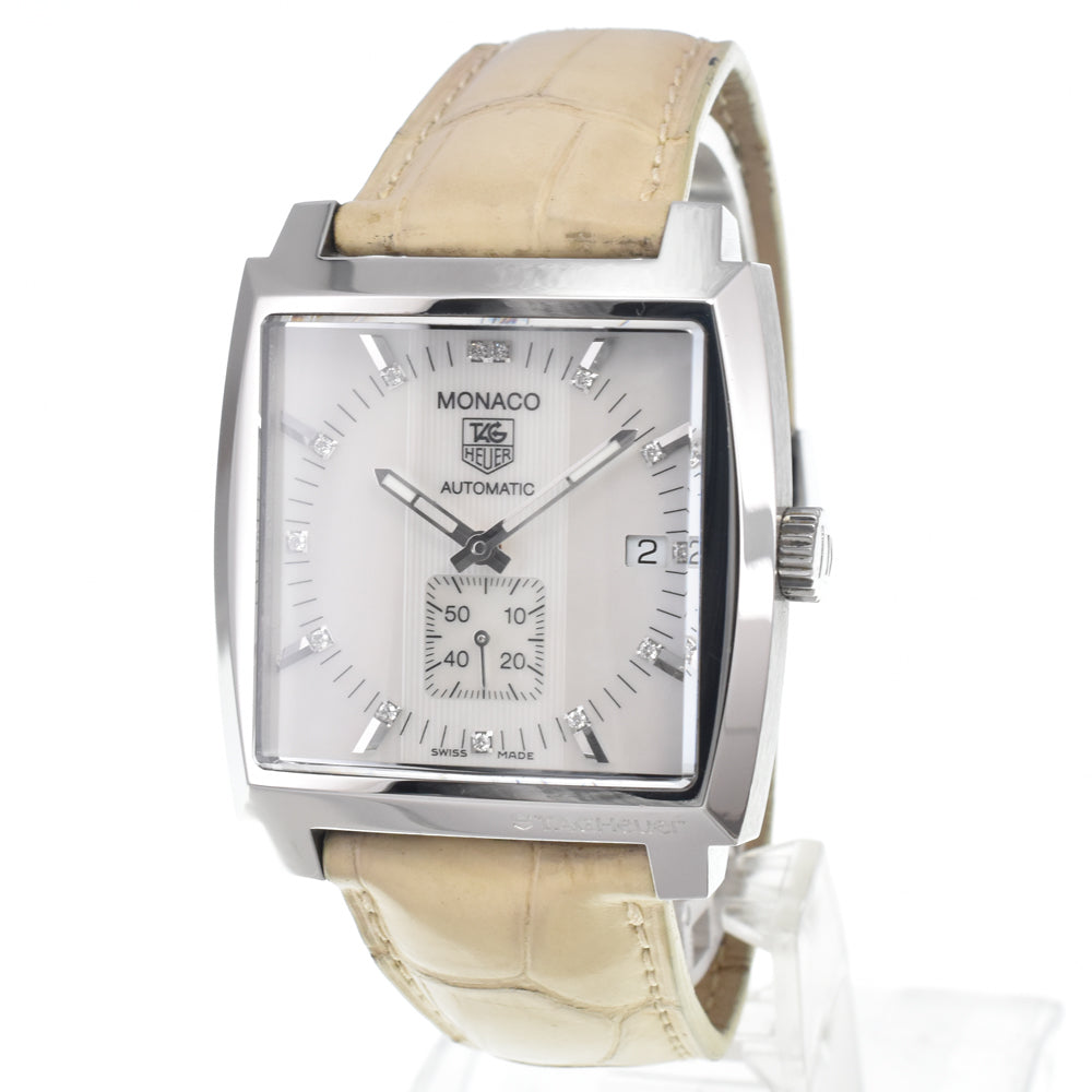 TAG HEUER Monaco WW2113 Small second date White shell Dial Automatic Men's
 Watch E#147170