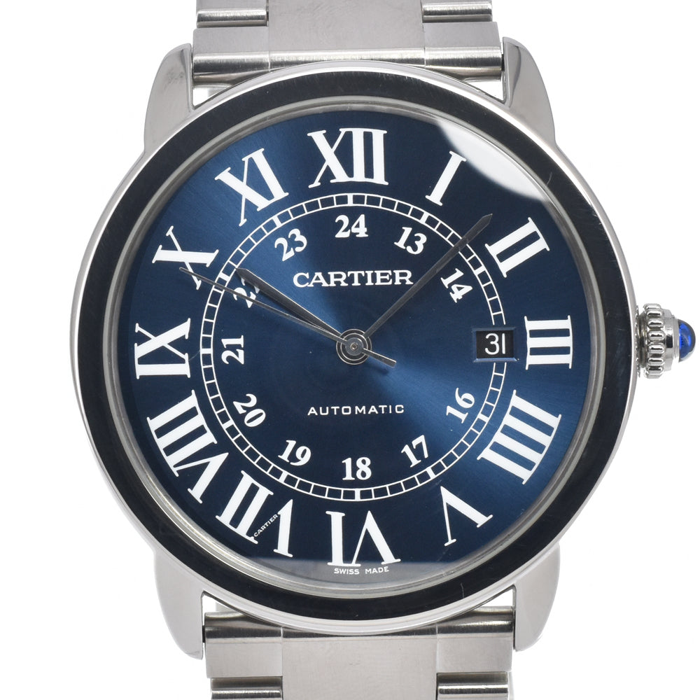 with paper CARTIER Rondo Solo de Cartier WSRN0023 blue Dial Automatic Men's
 Watch E#147183