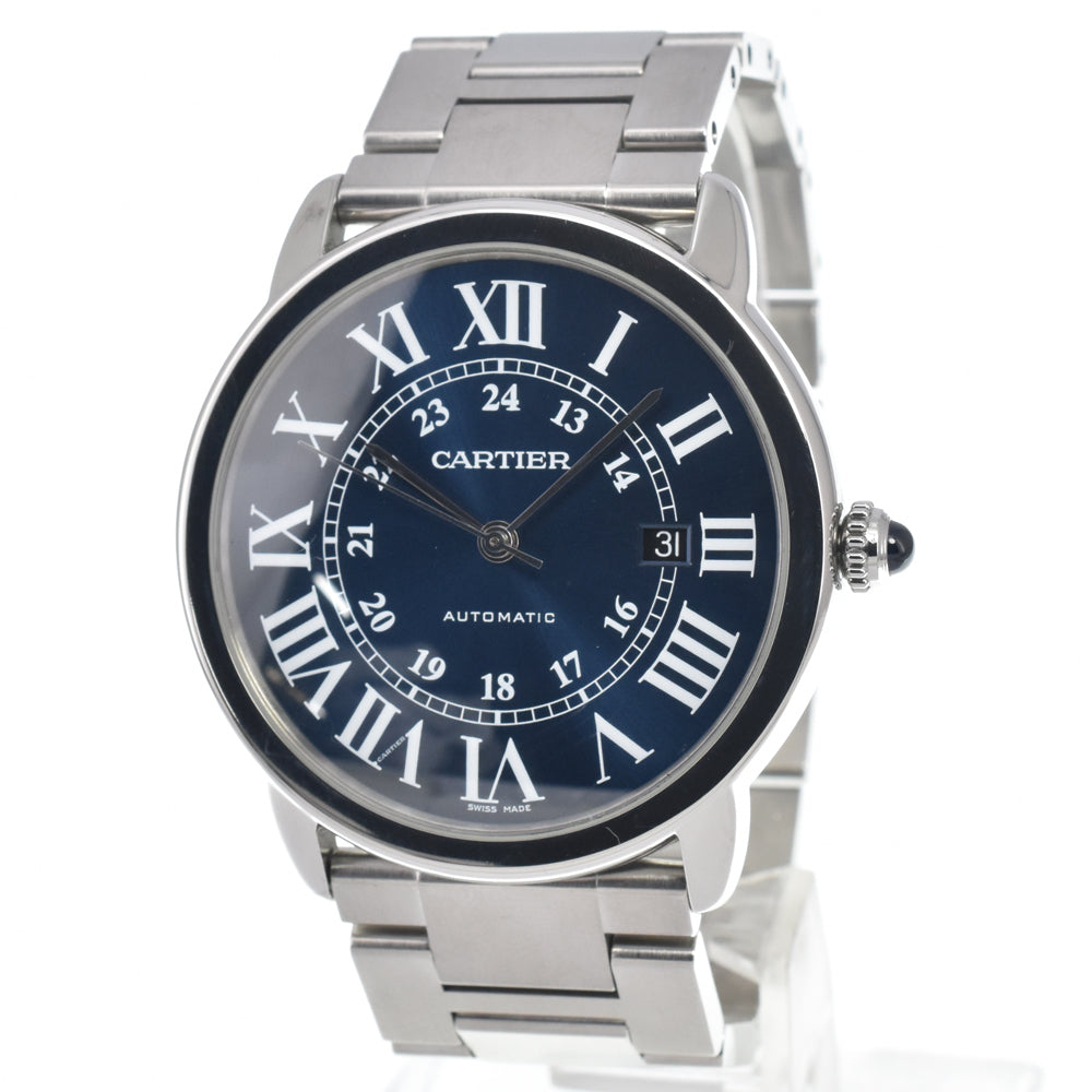 with paper CARTIER Rondo Solo de Cartier WSRN0023 blue Dial Automatic Men's
 Watch E#147183
