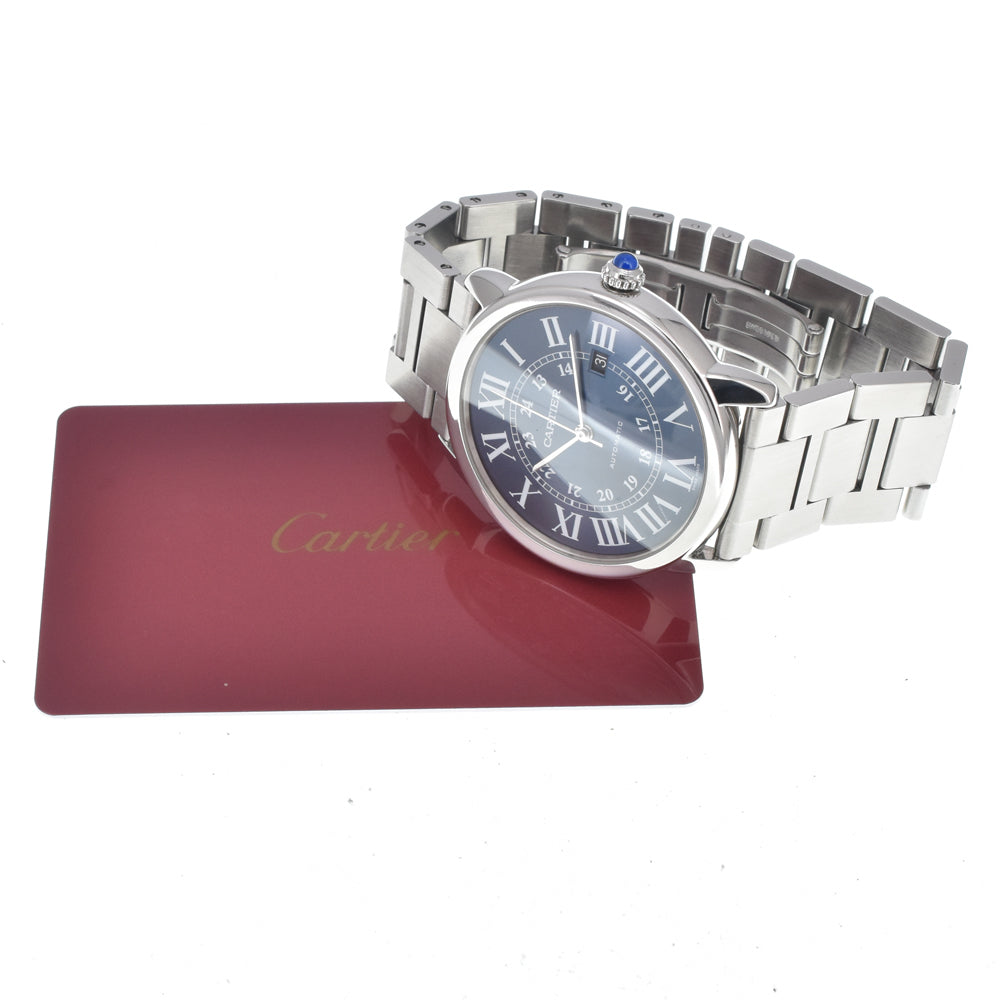 with paper CARTIER Rondo Solo de Cartier WSRN0023 blue Dial Automatic Men's
 Watch E#147183