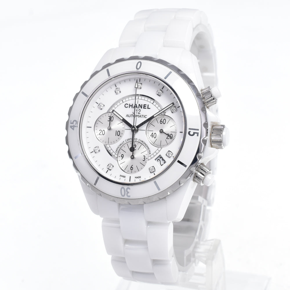 with paper CHANEL J12 9P diamond H2009 Chronograph white Dial Automatic Men's
 Watch N#147188