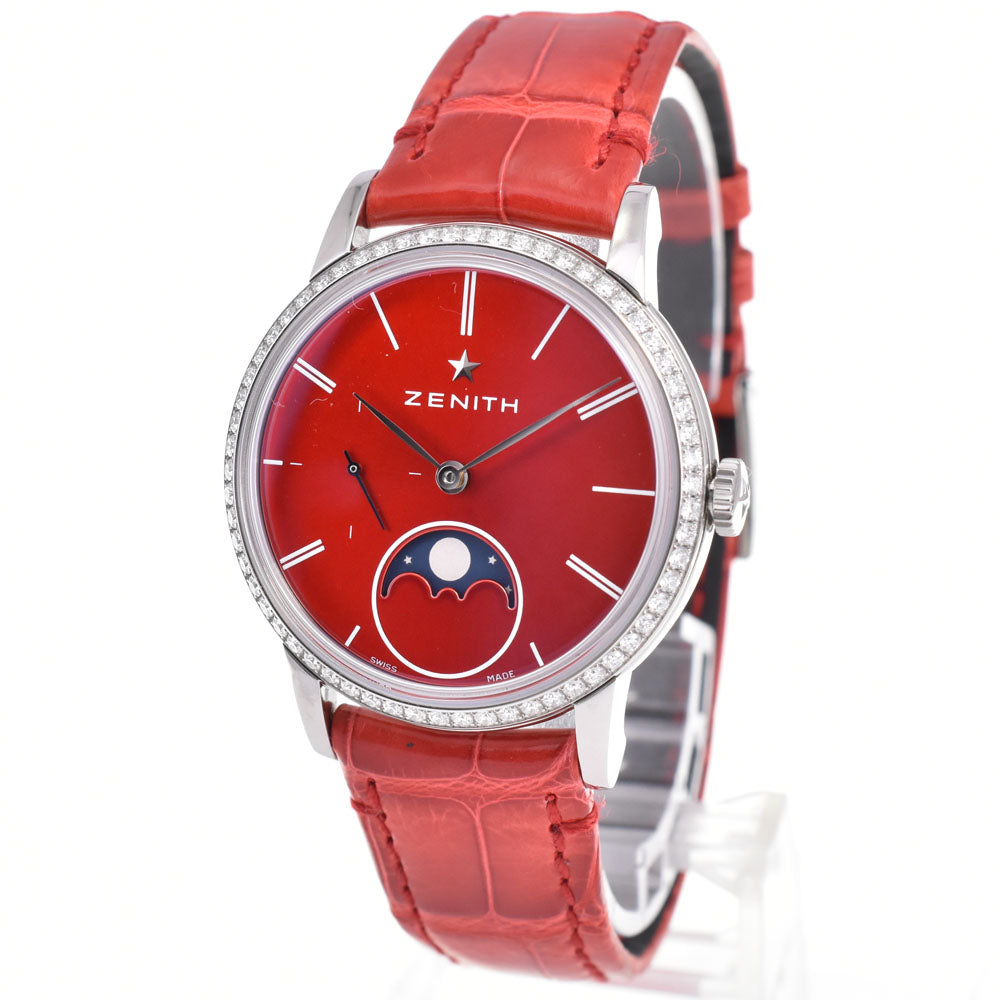 with paper ZENITH elite lady moonphase 16.2334.692/71.C818 Limited edition of 99 pieces worldwide, with diamond bezel. Red Dial Automatic Ladies
 Watch D#147190