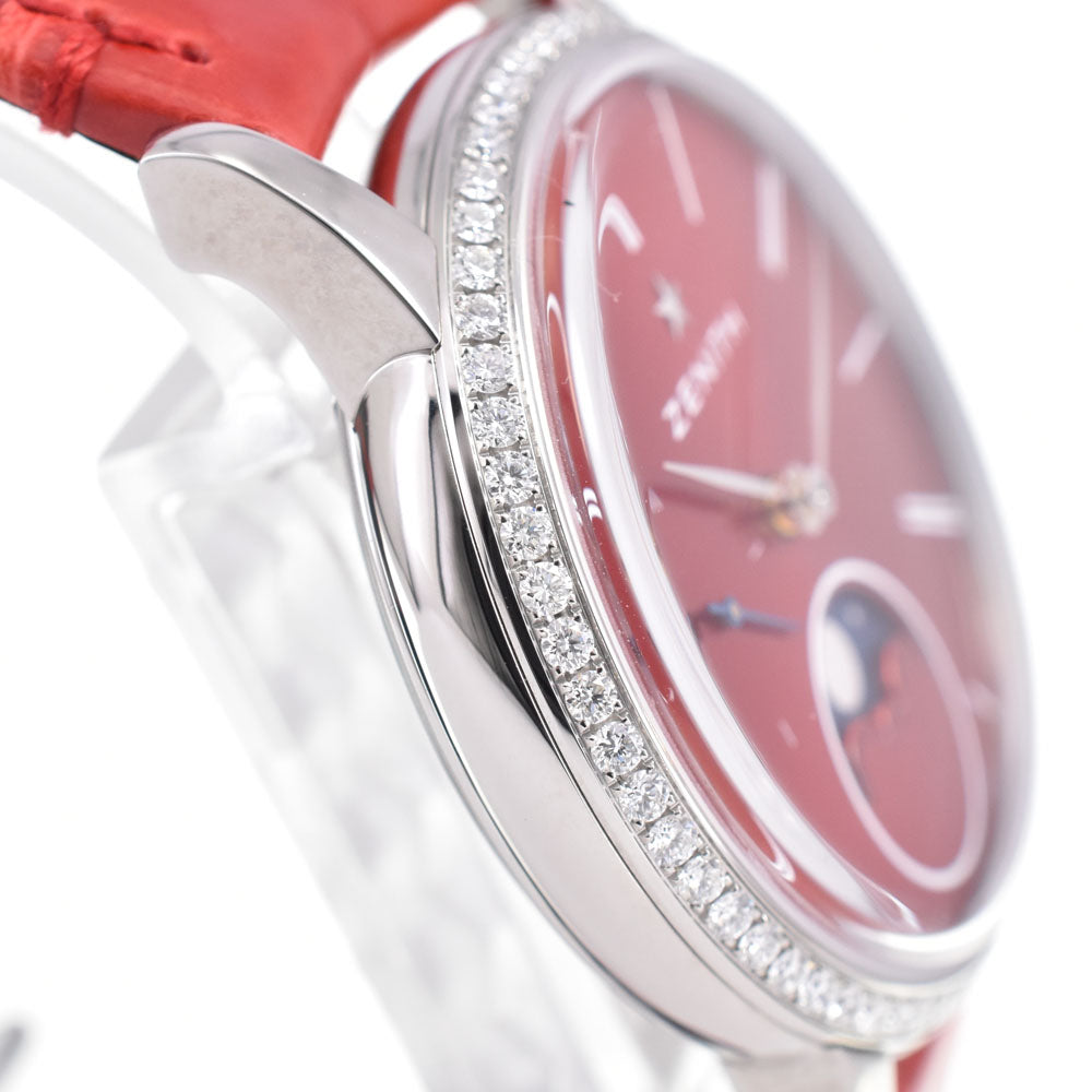 with paper ZENITH elite lady moonphase 16.2334.692/71.C818 Limited edition of 99 pieces worldwide, with diamond bezel. Red Dial Automatic Ladies
 Watch D#147190