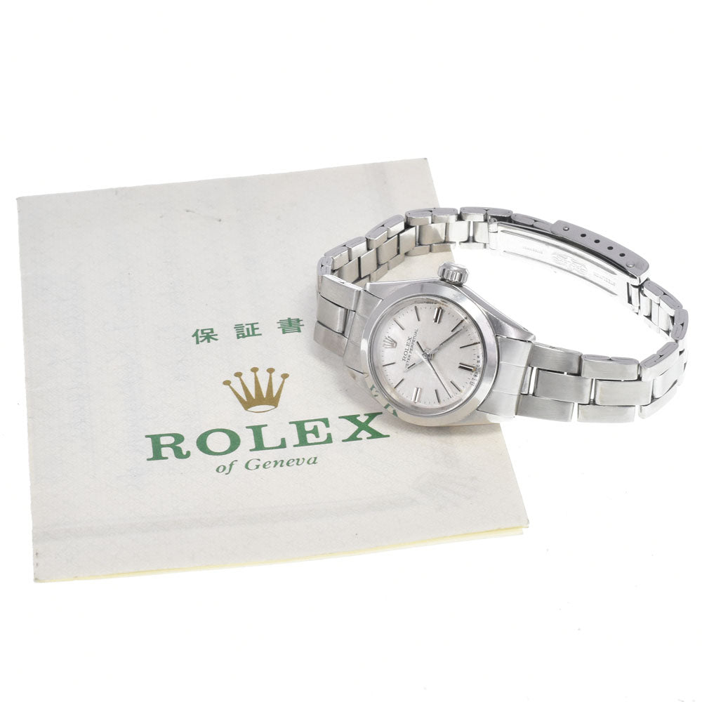 with paper ROLEX Oyster perpetual 6718 vintage Cal.2030 Silver Dial Automatic Ladies
 Watch J#147195