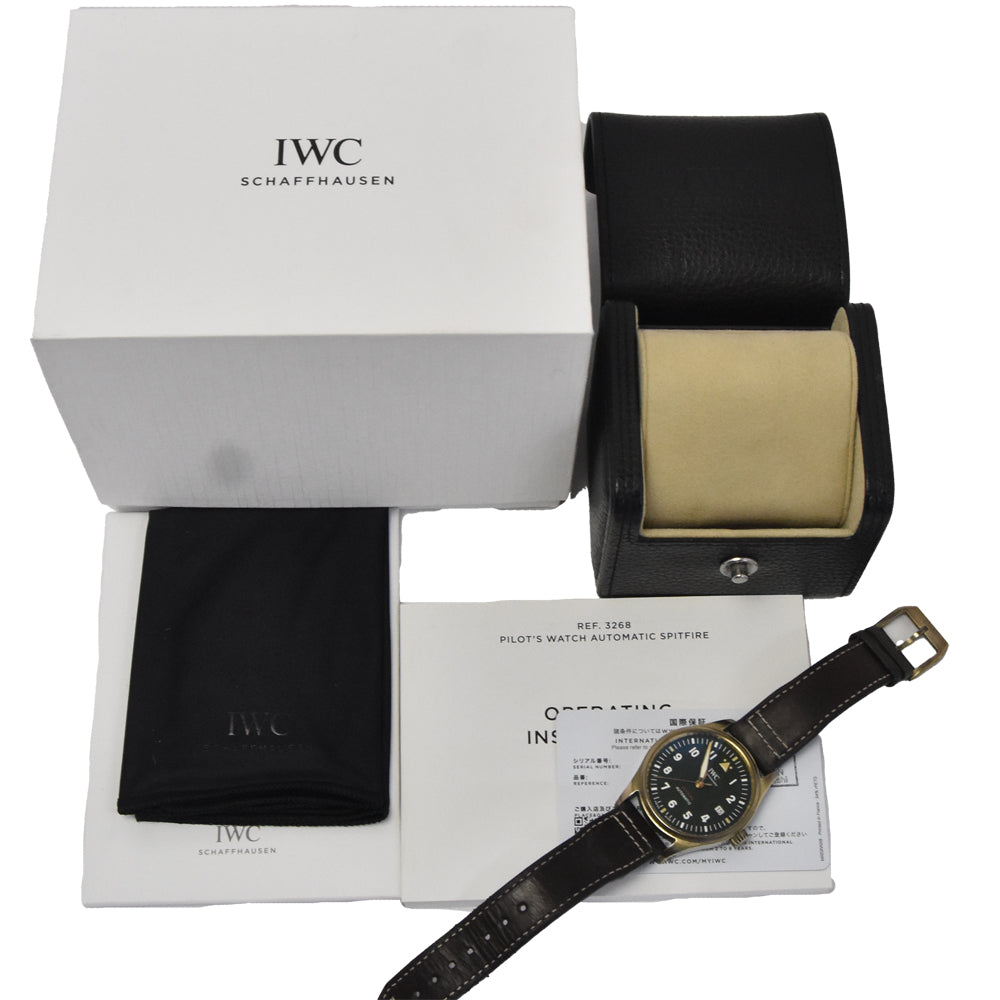 with paper IWC SCHAFFHAUSEN Pilot watch spitfire IW326806 green Dial Automatic Men's
 Watch D#147198