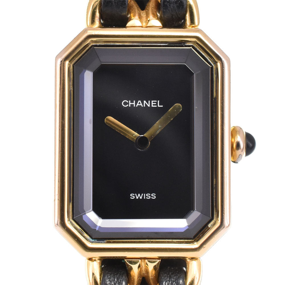 CHANEL Premiere H0001 Gold Plated / Leather black Dial Quartz Ladies
 Watch E#147209