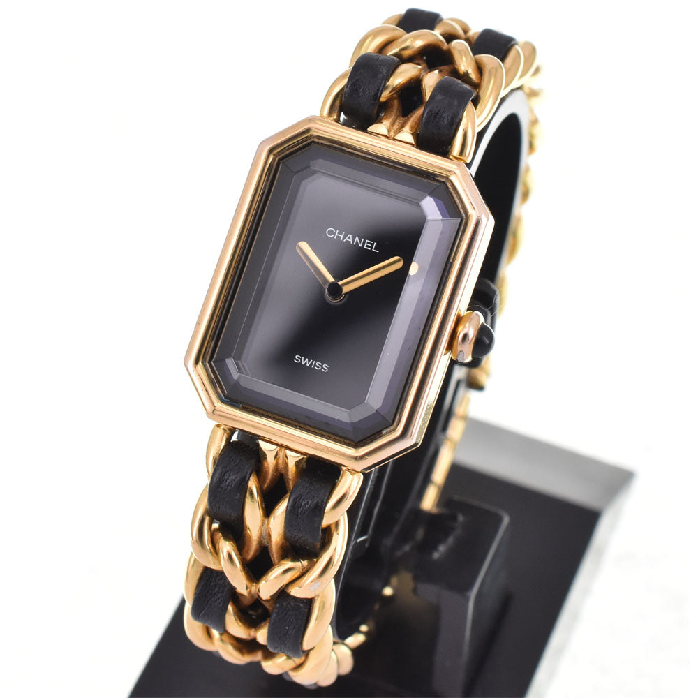 CHANEL Premiere H0001 Gold Plated / Leather black Dial Quartz Ladies
 Watch E#147209