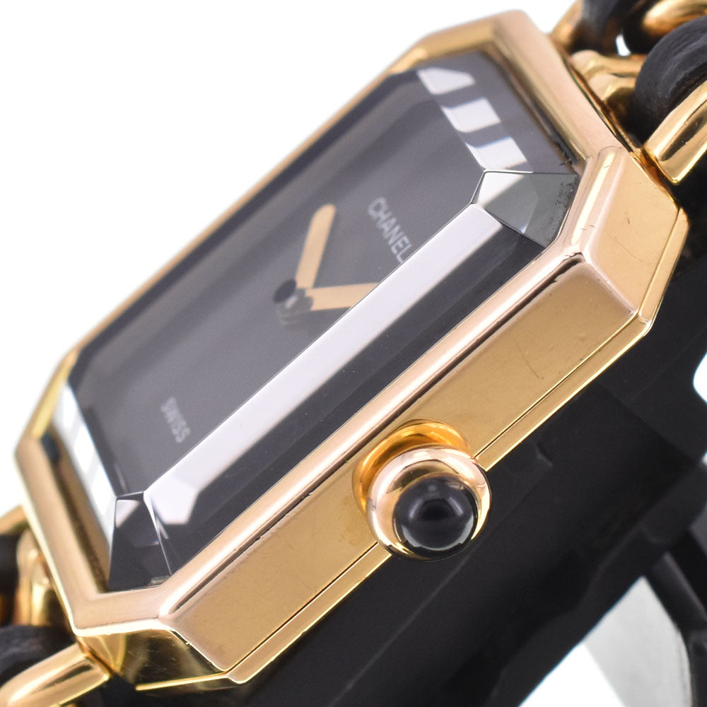 CHANEL Premiere H0001 Gold Plated / Leather black Dial Quartz Ladies
 Watch E#147209