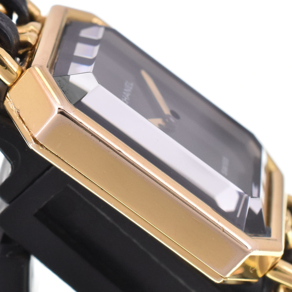CHANEL Premiere H0001 Gold Plated / Leather black Dial Quartz Ladies
 Watch E#147209