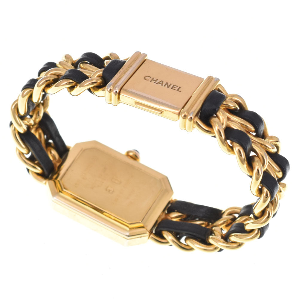 CHANEL Premiere H0001 Gold Plated / Leather black Dial Quartz Ladies
 Watch E#147209