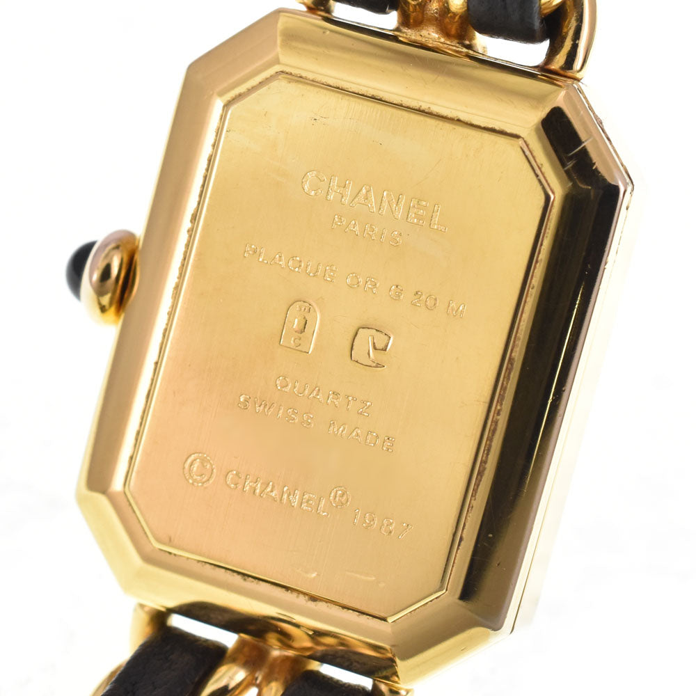 CHANEL Premiere H0001 Gold Plated / Leather black Dial Quartz Ladies
 Watch E#147209