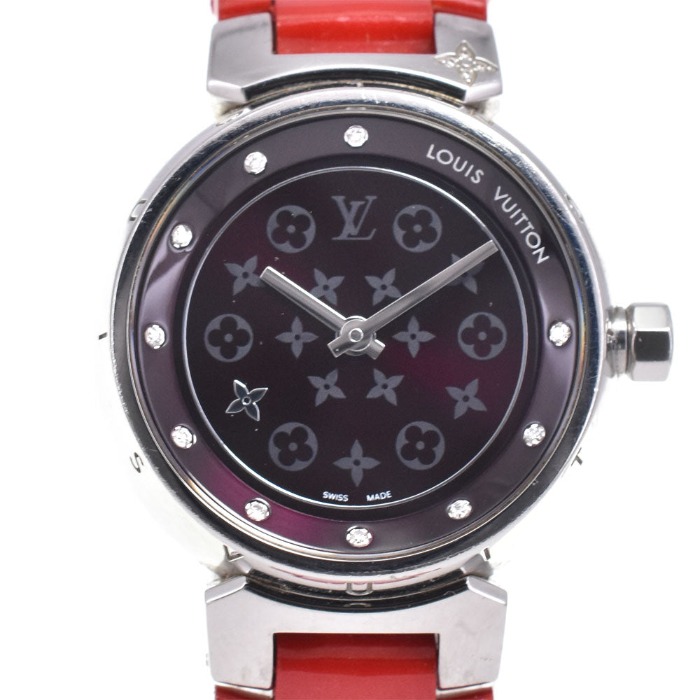 LOUIS VUITTON Tambour Disc Dearmon Q12M3 10P diamond Amarrant Dial Quartz Ladies
 Watch D#147216