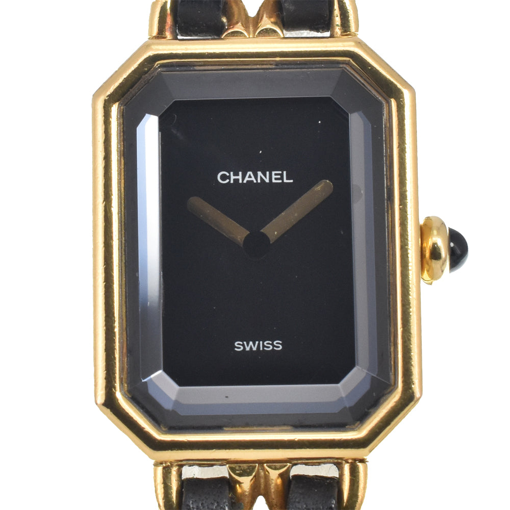 CHANEL Premiere H0001 Gold Plated / Leather black Dial Quartz Ladies
 Watch E#147228