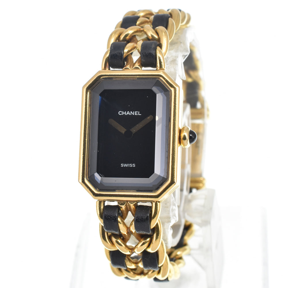 CHANEL Premiere H0001 Gold Plated / Leather black Dial Quartz Ladies
 Watch E#147228