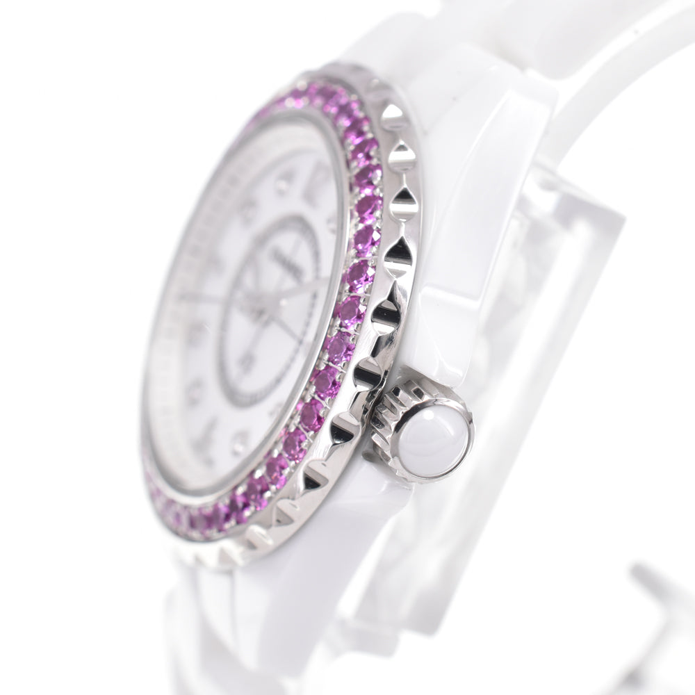 with paper CHANEL J12 H3243 Diamond pink sapphire White shell Dial Quartz Ladies
 Watch D#147237