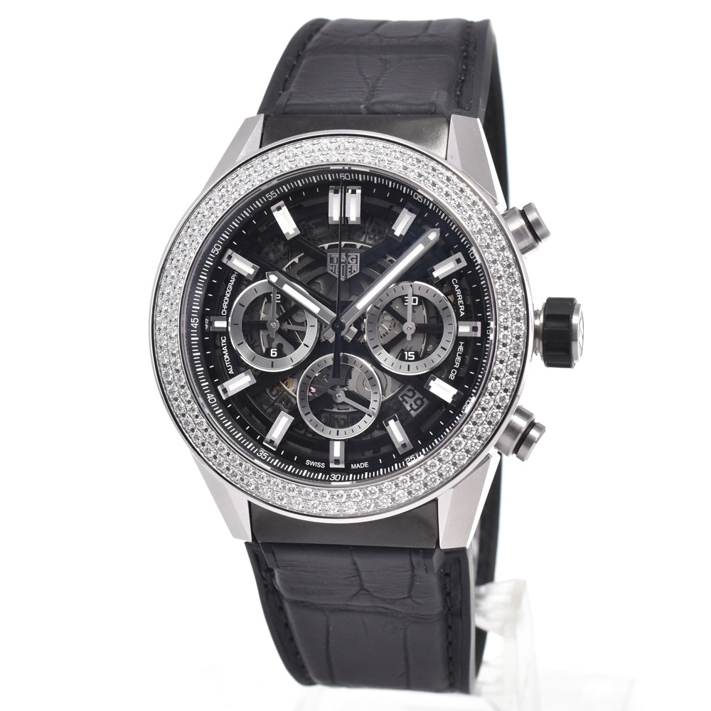 with paper TAG HEUER Carrera Caliber Heuer 02 CBG2A12.FC6450 Diamond Bezel skeleton Dial Automatic Men's
 Watch D#147241