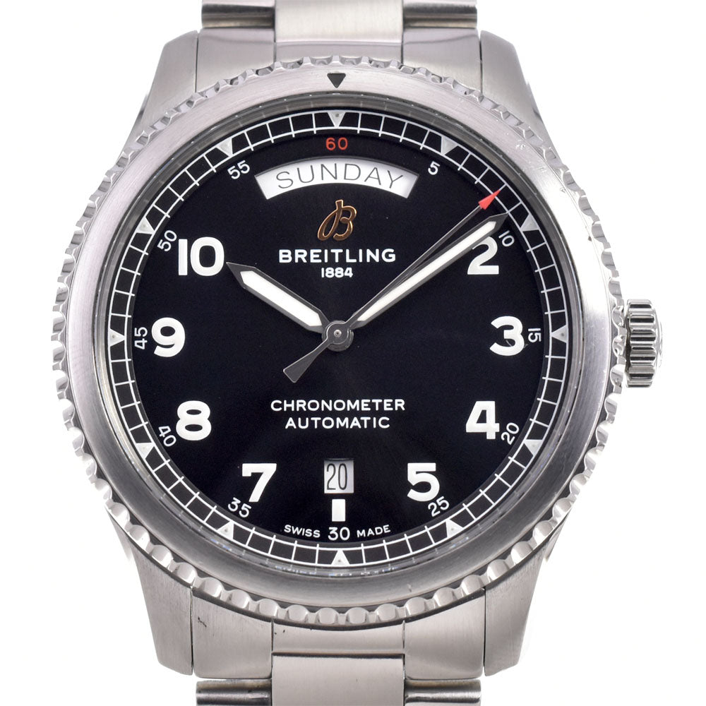 with paper BREITLING Aviator 8 Day Date A45330 Day date black Dial Automatic Men's
 Watch G#147263