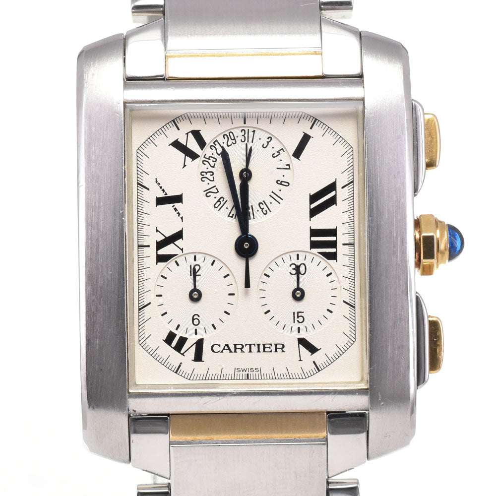 CARTIER Tank francaise LM W51004Q4 Date Ivory Dial Quartz Men's
 Watch G#147289